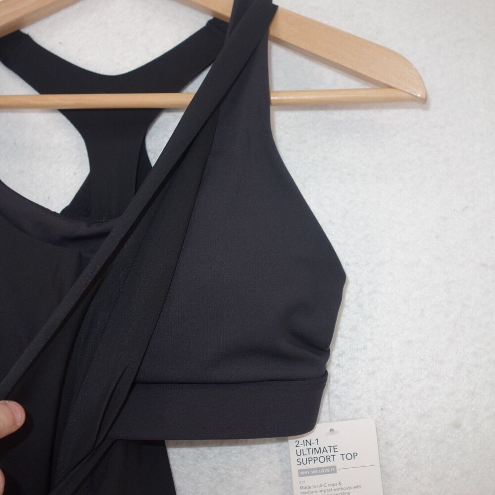 Athleta Women's Medium Tank Top 2-In-1 Ultimate Support Sleeveless Black NEW - Picture 5 of 8
